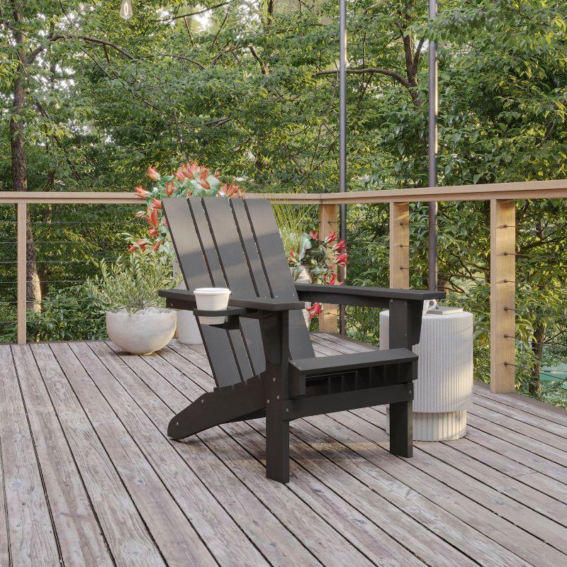 Gray HDPE Adirondack Chair with Cup Holder