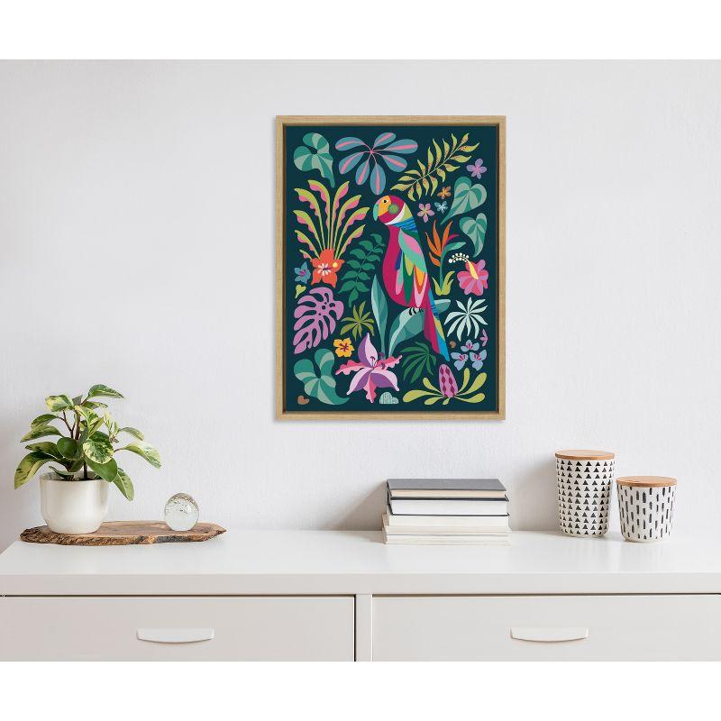 Kate & Laurel All Things Decor 18"x24" Sylvie Tropical Parrot Wall Art by Rachel Lee: Mid-Century Modern Canvas