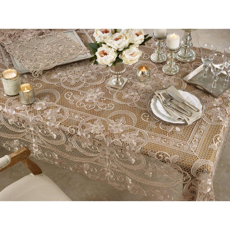 Ecru Vintage Lace Polyester Table Runner, 15" x 66"