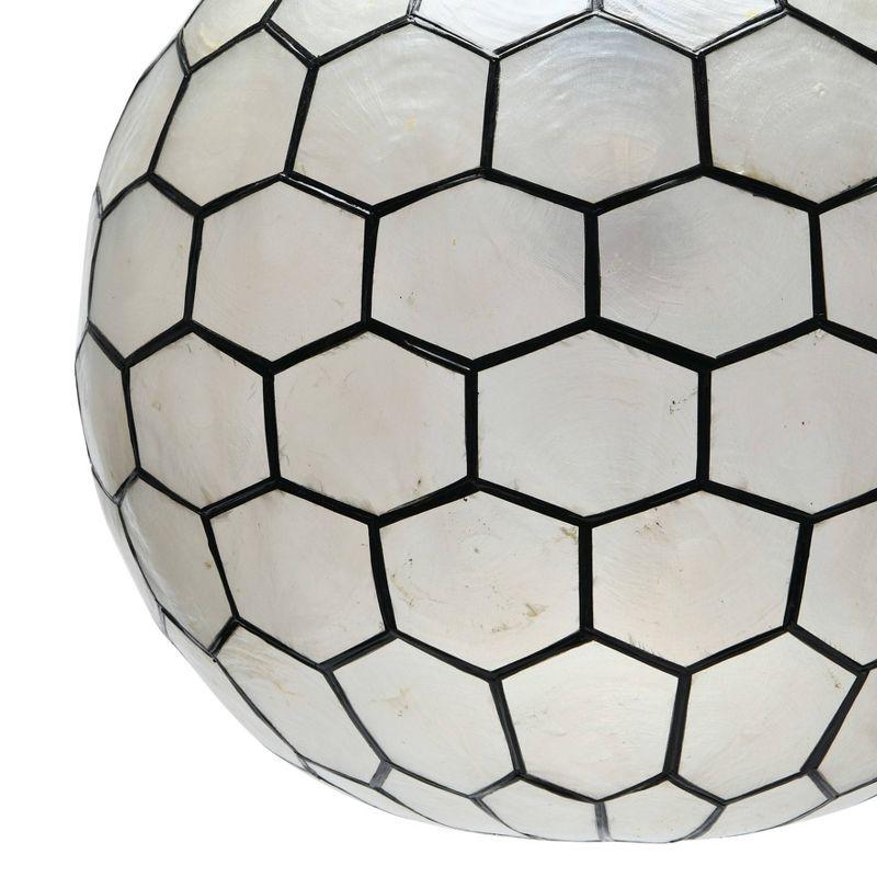 Storied Home Capiz Honeycomb Globe Pendant Light Capiz White Seashells