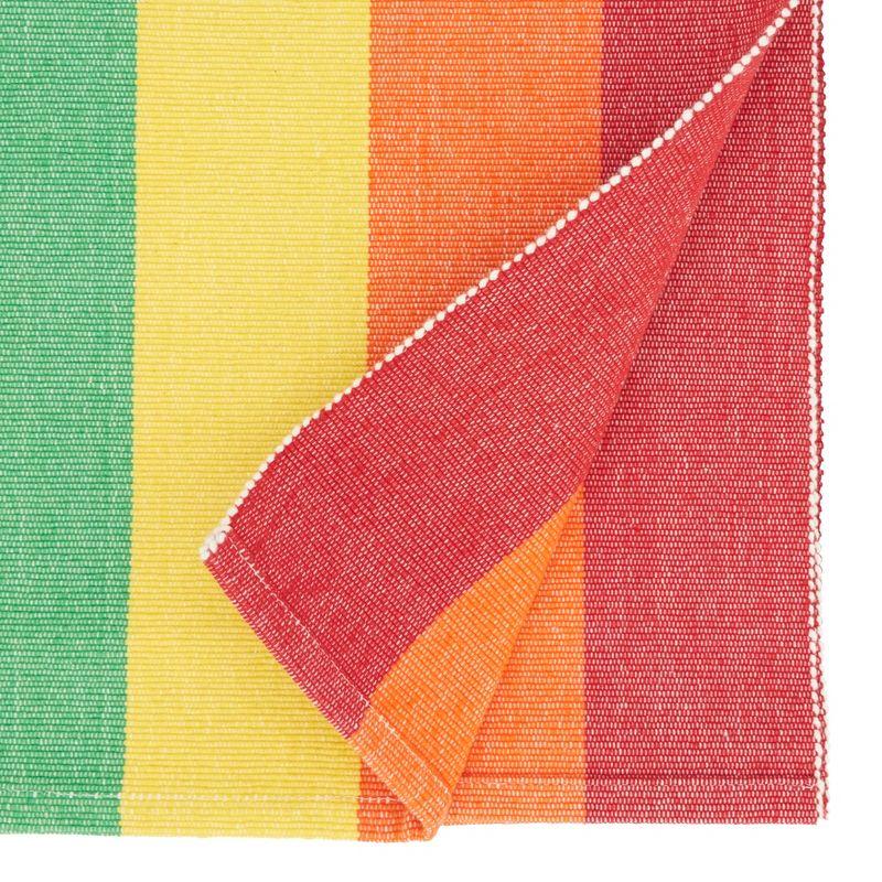 Saro Lifestyle Rainbow Stripe Delight Table Runner, Multicolored, 16"x72"