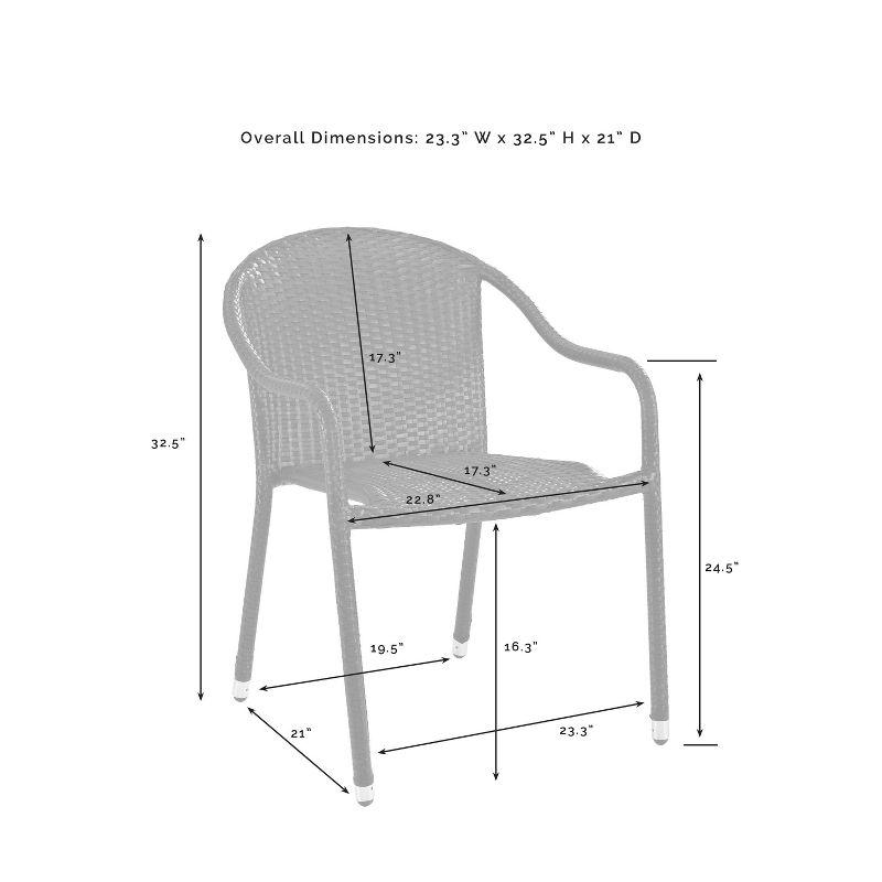Palm Harbor 2pk Outdoor Wicker Stackable Chairs - Brown - Crosley: UV & Weather-Resistant, No Assembly, Steel Frame