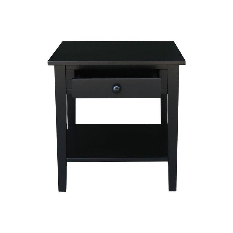 Black Solid Wood Square End Table with Storage, 24x24