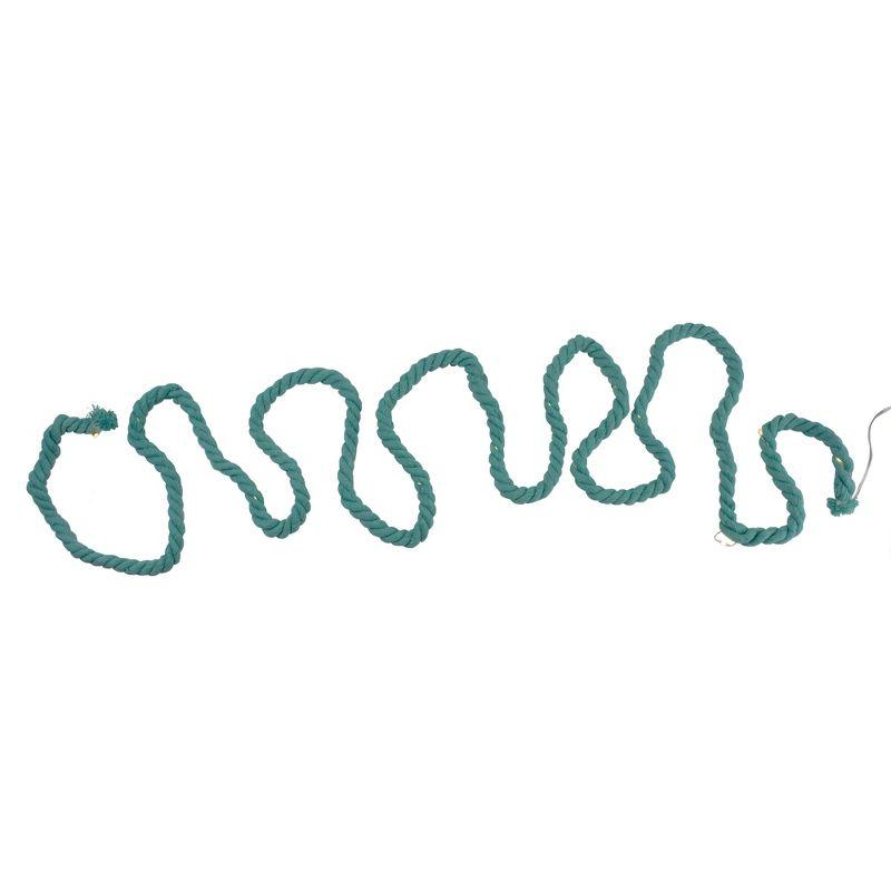 Kurt S. Adler Warm White LED Teal Cotton Rope Fairy Lights and Timer 9.8 feet