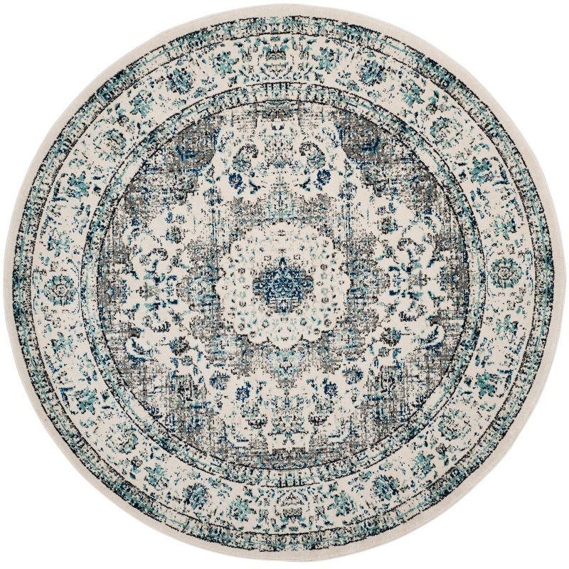 Evoke EVK220 Power Loomed Area Rug - Ivory/Grey - 6'7" Round - Safavieh.