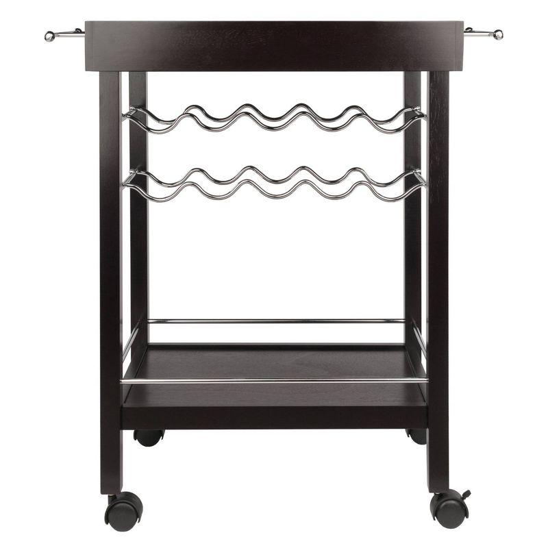 Johnnie Bar Cart Dark Espresso - Winsome: Hardwood Beverage Trolley with Wine Storage, 30 Day Limited Warranty