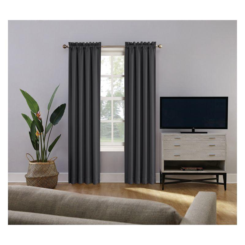 Coal Blackout Rod Pocket Polyester Curtain Panel