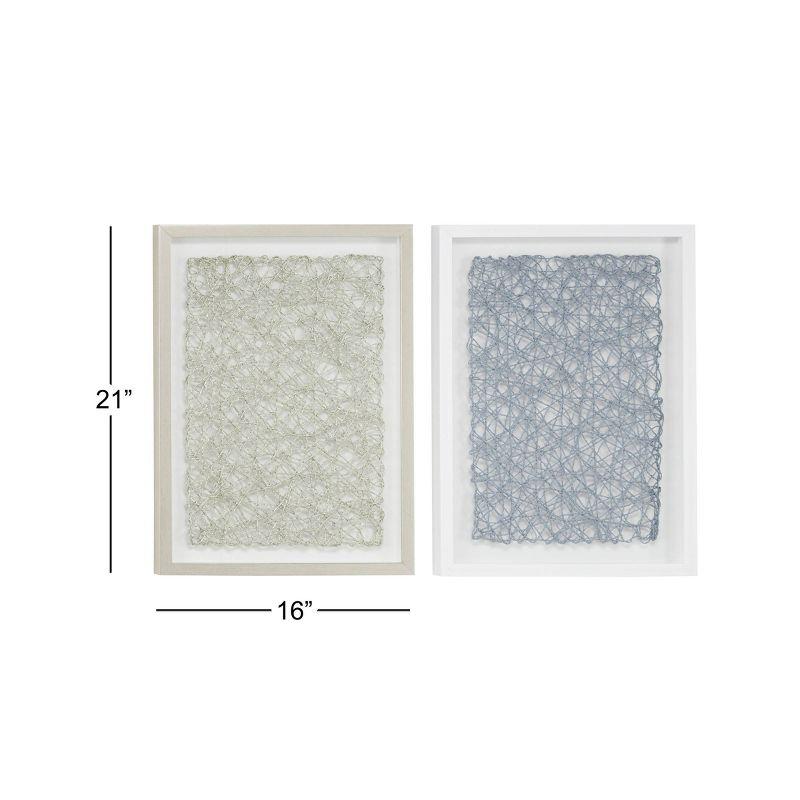 (Set of 2) 16" x 21.5" Abstract String Art Shadow Box Wall Decor - Olivia & May: Modern MDF Textile Art, Includes Mounting Hardware