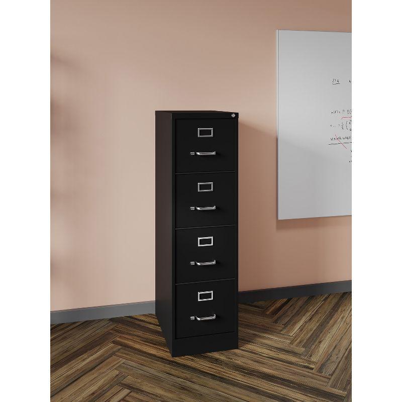 Hirsh Vertical File Cabinet 4 Drawer 22" - Black: Steel Office Filing, GreenGuard & ANSI/BIFMA Certified, No Assembly Required