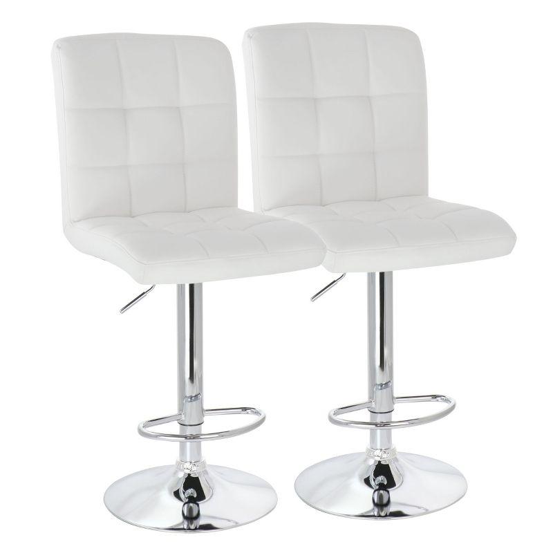 Latitude Run® Jaretssi Swivel Upholstered Adjustable Height Counter Stool with Metal Frame (Set of 2)