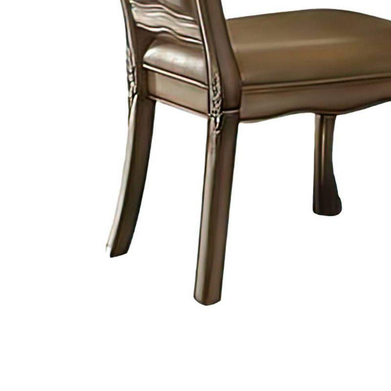 21" Dresden PU Dining Chairs Bone White/Gold Patina - Acme Furniture: Carved Wood, Claw Feet, Padded