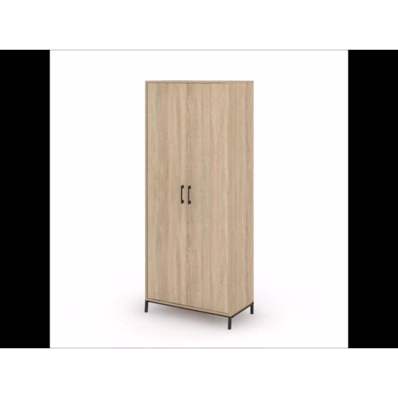 2 Door North Avenue Storage Cabinet Charter Oak - Sauder: Modern Laminated Tall Cabinet with Adjustable Shelves