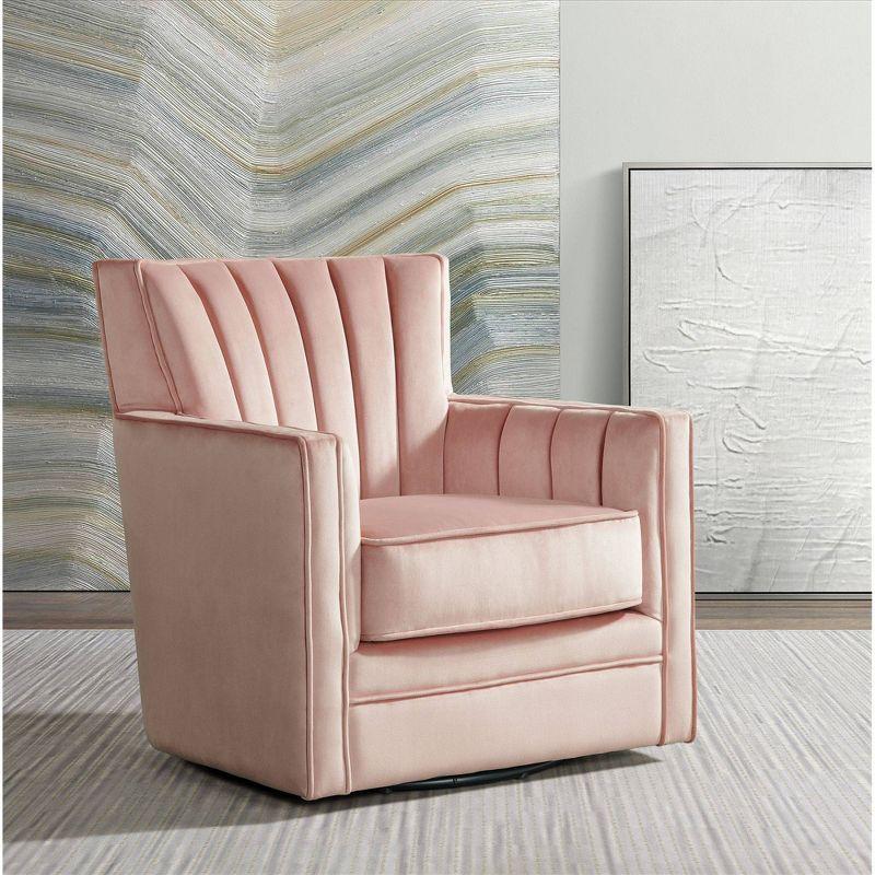 Lawson Swivel Chair Pink - Picket House Furnishings: Upholstered Velvet Accent for Living Room, Foam Filled