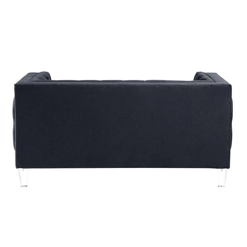 64" Ansario Sofa Charcoal Velvet - Acme Furniture: Acrylic Legs, Includes 2 Accent Pillows