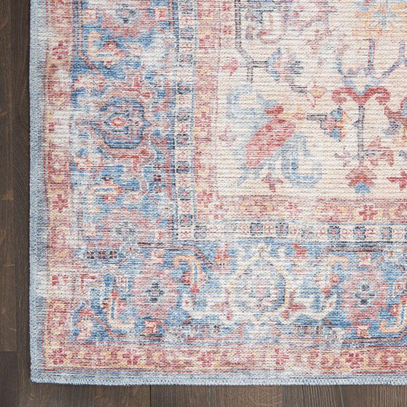 Machine Washable Oriental Blue/Red Area Rug