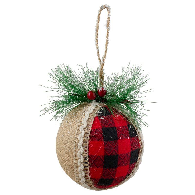 Plaid with Burlap Christmas Ball Ornaments 6" (152mm)