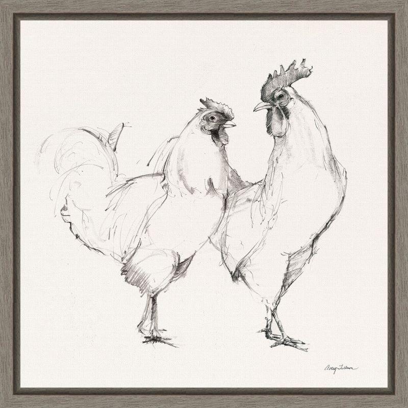 Avery Tillmon Rooster Print on Canvas with Graywash Frame, 16 x 16 in.