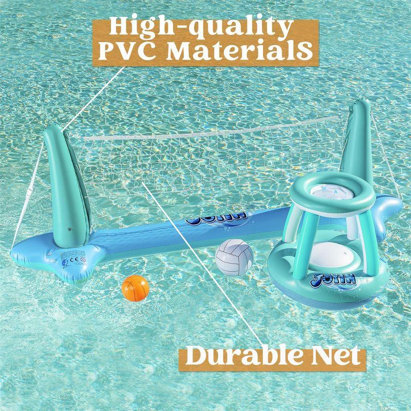 Phantoscope Floating Swimming Game Toy For Kids And Adults, Summer Floaties, Volleyball Court (105”X28”X35”)|Basketball (27”X23”X27”),L-Blue