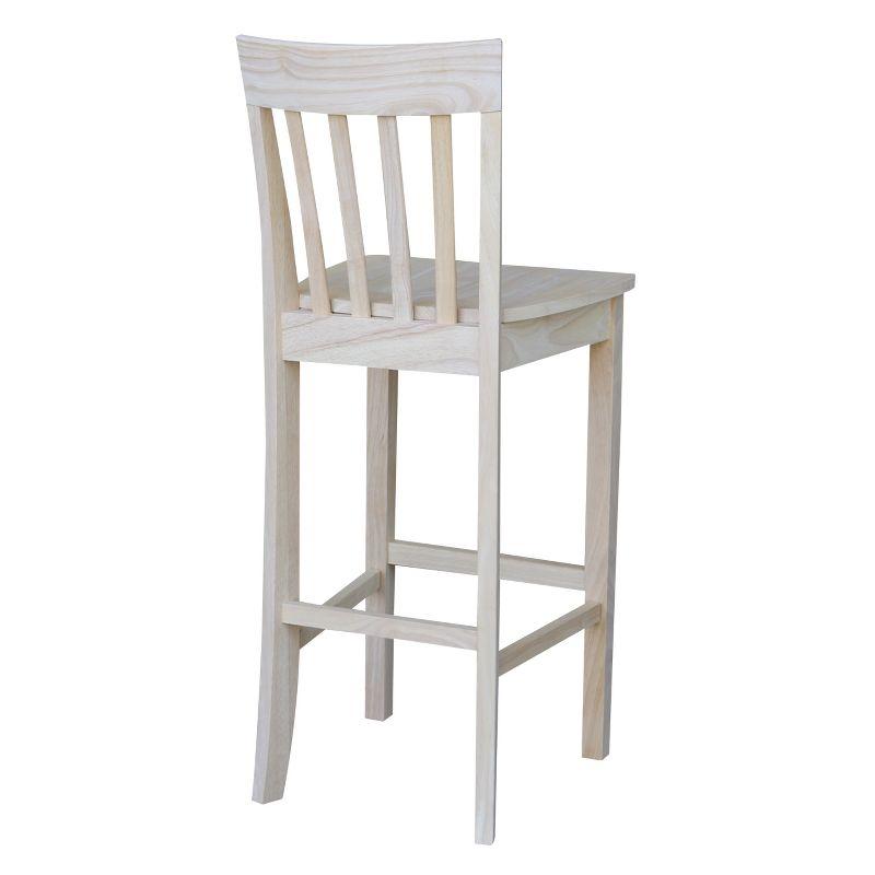 Solid Parawood Slatback Barstool 46" Unfinished Traditional Design