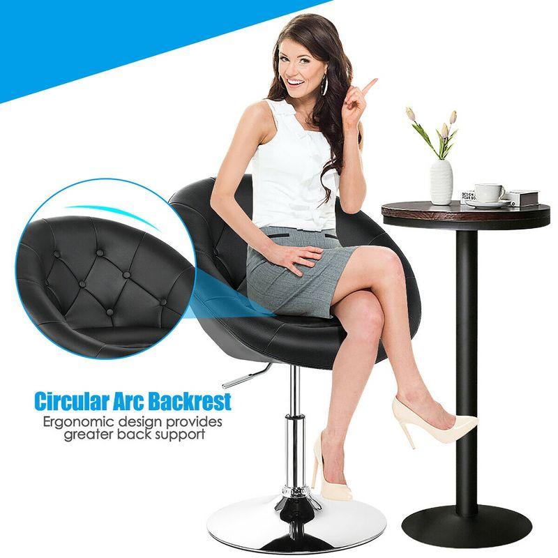 Costway 1PC Accent Chair Adjustable Modern Swivel Round Tufted Back  PU Leather Black