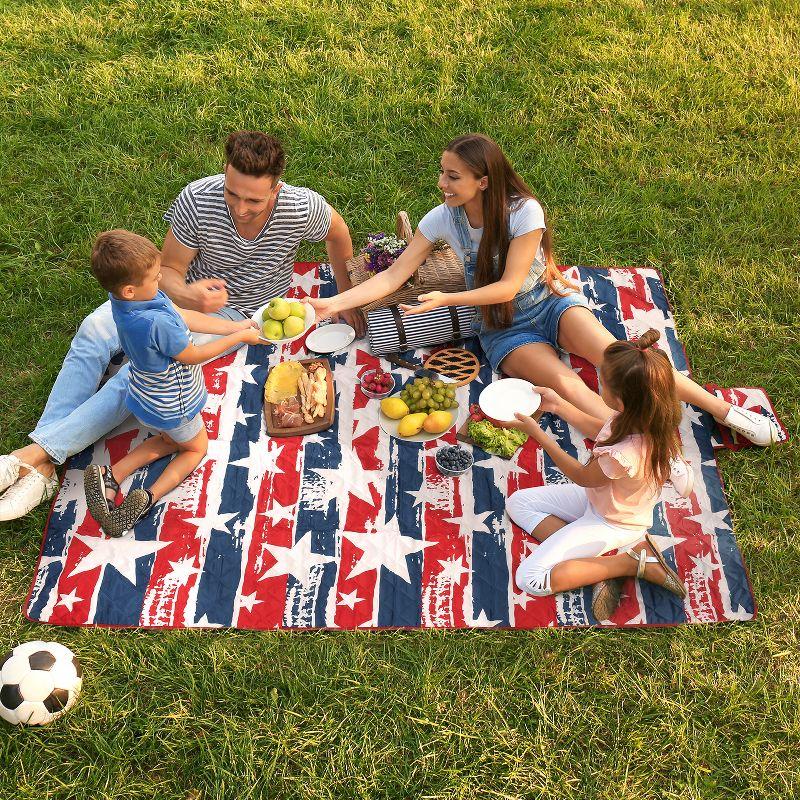 Tirrinia Picnic Blanket Extra Large Waterproof Lightweight Portable Outdoor Mat for Family Camping, Travel, Park, Beach, Hiking, Stadium, Concerts ( Striped Print, 70''X80'') - Machine Washable