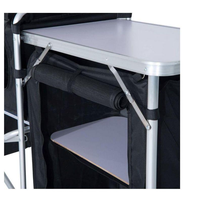 MPM 6' Aluminum Portable Fold-Up Camping Kitchen with Windscreen and 5 Enclosed Cupboards, Cook Station, for BBQ, Camping, Picnic, Backyard