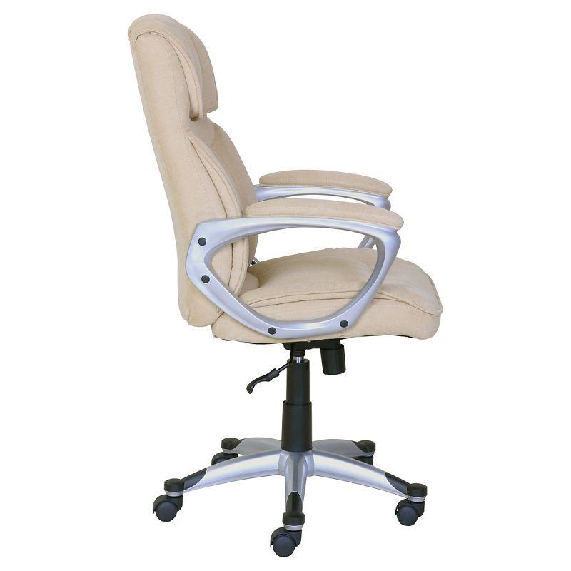 Fawn Tan High-Back Swivel Executive Office Chair with Metal Base