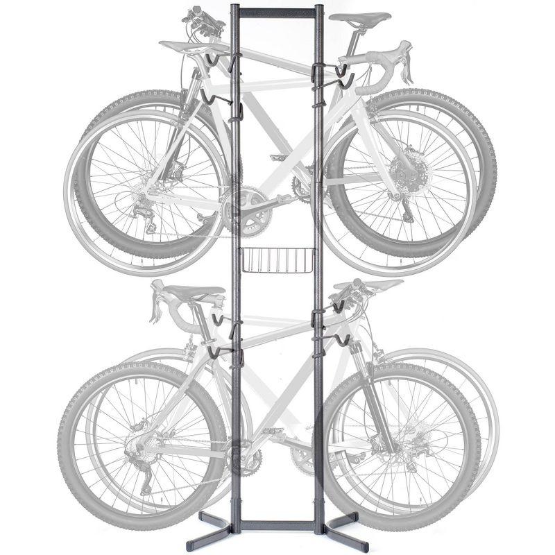 Four Bike Free-Standing Rack With Basket