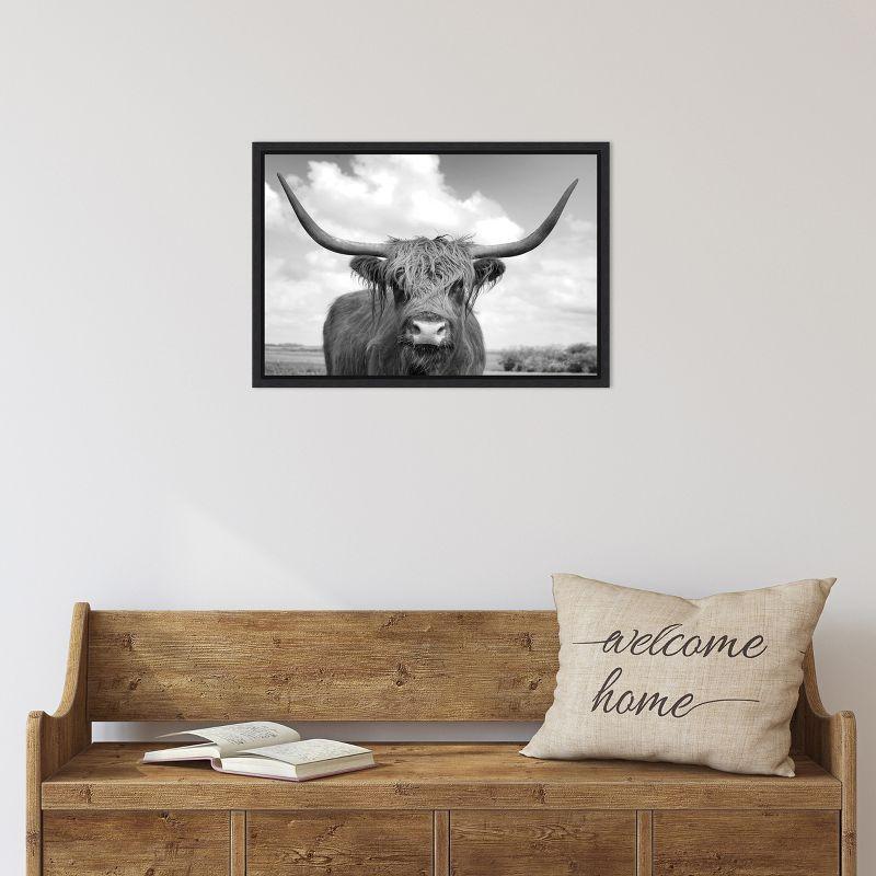 Amanti Art Highland Cow On the Ranch by Andre Eichman Canvas Wall Art Print Framed 23 x 16-in.