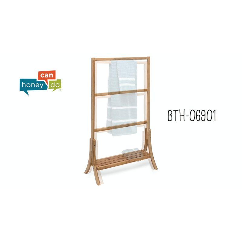 Natural Bamboo 3-Tier Freestanding Towel Rack with Shelf