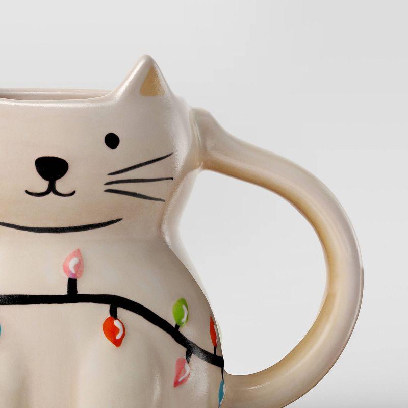 16oz Stoneware Figural Christmas Cat Mug - Wondershop™