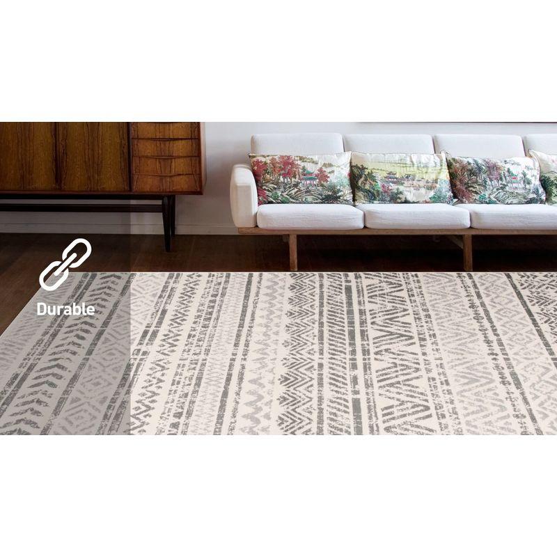 World Rug Gallery Geometric Distressed Bohemian Gray 6'6" x 9' Area Rug