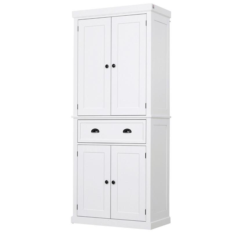 White 72.5" Freestanding Kitchen Pantry Cabinet with Adjustable Shelves