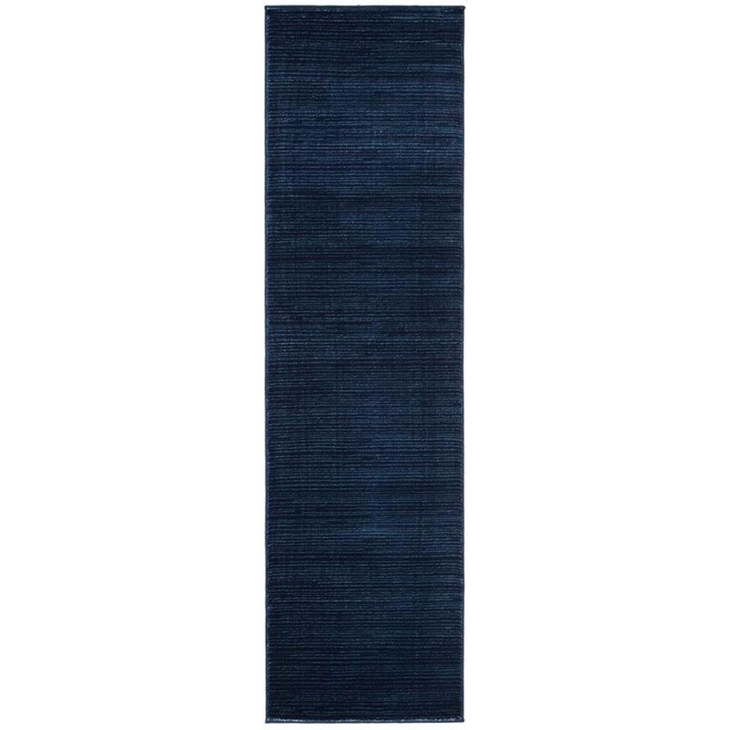 Navy Solid Synthetic Hand-knotted Runner Rug 2'2" x 8'