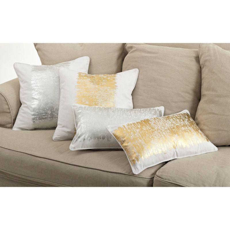 Oversize Down Filled Metallic Banded Design Throw Pillow - Saro Lifestyle