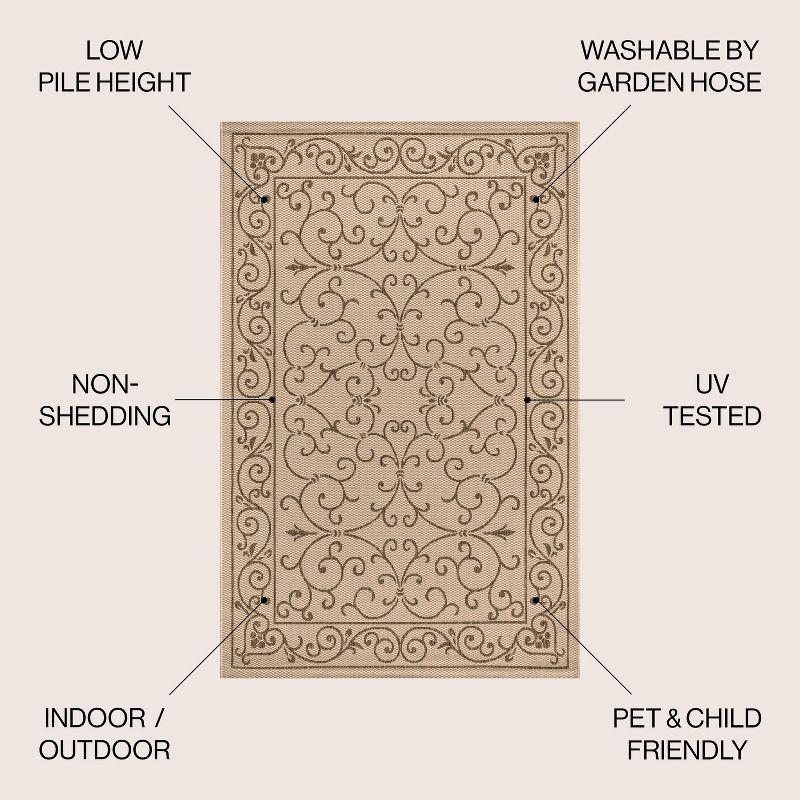8'x10' Charleston Vintage Filigree Textured Weave Indoor/Outdoor Area Rug, Beige/Brown - JONATHAN Y