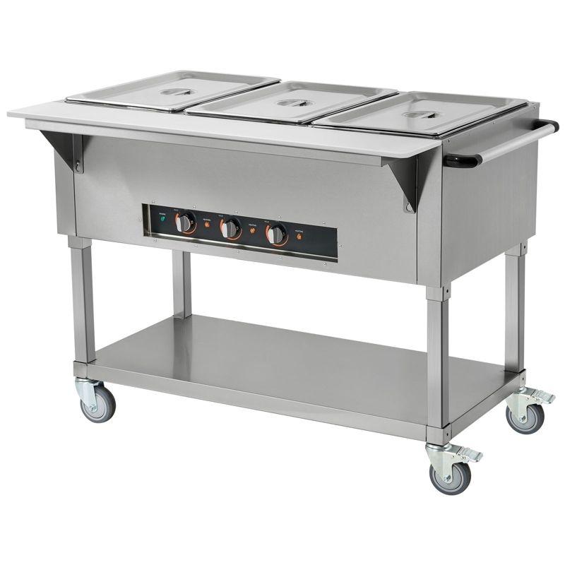 VEVOR 3-Pan Commercial Food Warmer, 3 x 20.6QT Electric Steam Table, 1500W Professional Buffet Catering Food Warmer with 4 Wheels (2 Lockable)
