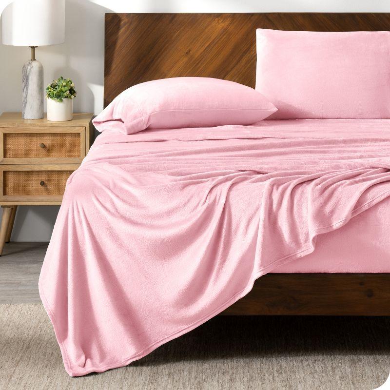 Velvety Soft Microplush Fleece Light Pink Twin XL Sheet Set by Bare Home