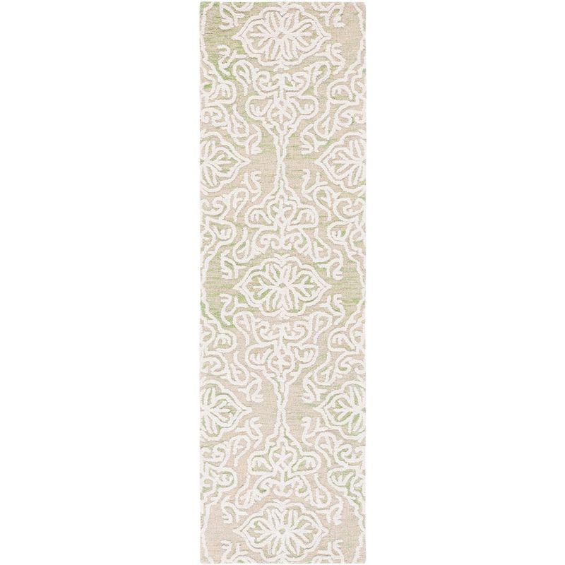 Elegant Ivory Floral Hand-Tufted Wool Runner Rug - 27" x 7"