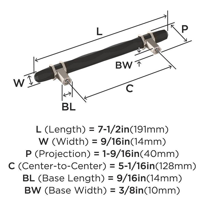 Amerock London 5-1/16 inch (128mm) Center-to-Center Black Bronze/Polished Nickel Cabinet Pull