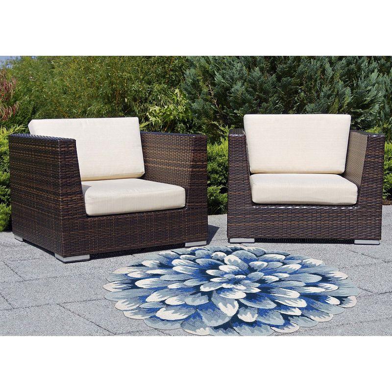 Liora Manne Frontporch Mum Indoor/Outdoor Rug Blue 3' Round