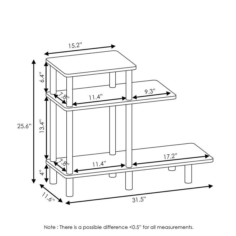 Furinno 3-Tier Reversible Sofa Side End Table W/Open Storage Shelves,Espresso