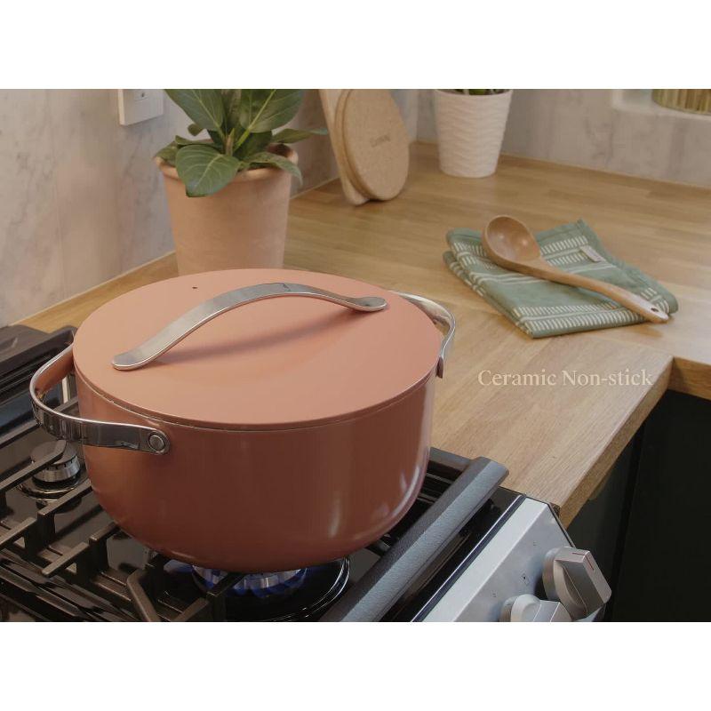 Caraway Home 6.5qt Dutch Oven with Lid Sage: Ceramic Nonstick Cookware, Stainless Steel Handle, Hand Wash