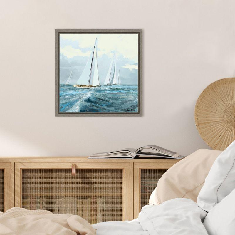 Amanti Art Sailing Ships III by Rick Novak Canvas Wall Art Print Framed 16 x 16-in.