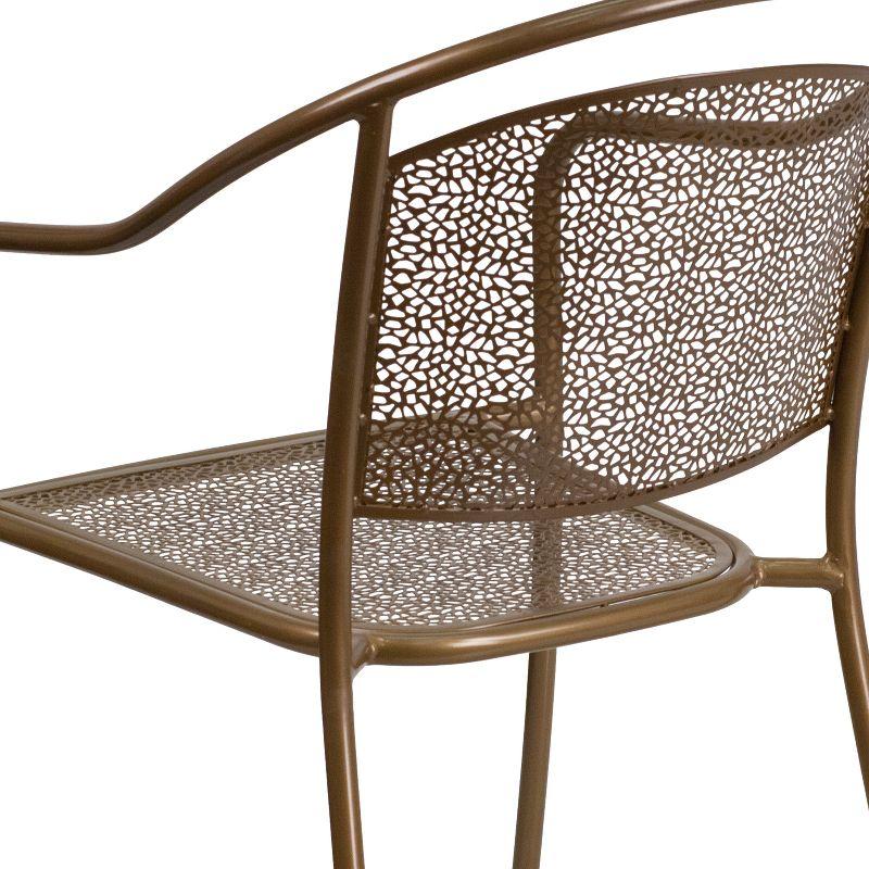 Gold Rain Flower Metal Arm Chair for Indoor-Outdoor Use