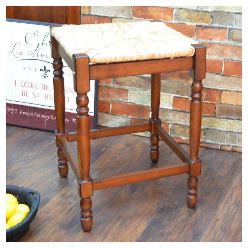 Carolina Living 24" Turner Counter Height Barstool Chestnut: Rubberwood Frame, Square Seat
