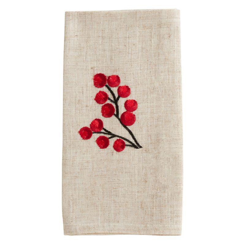 Saro Lifestyle Embroidered Berry Placemat and Napkin 8 pcs Set (4 Placemats, 4 Napkins)