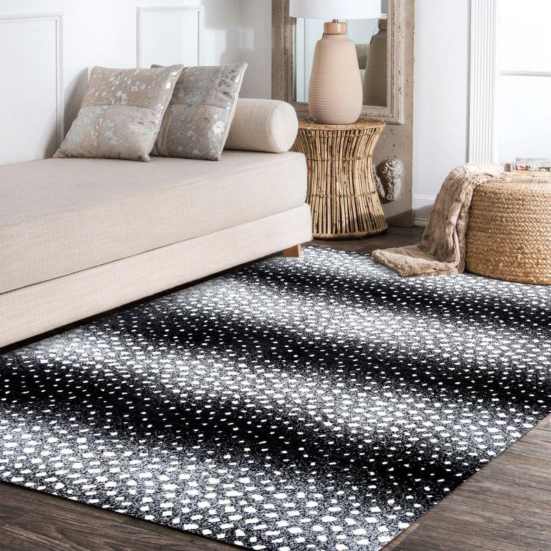 3'x 5' Antelope Modern Animal Area Rug, Black/Cream - JONATHAN Y