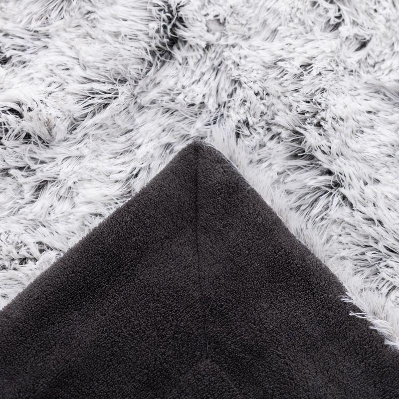 Cheer Collection Long Shaggy Hair Throw Blanket - Gray Ombre (60" x 70")