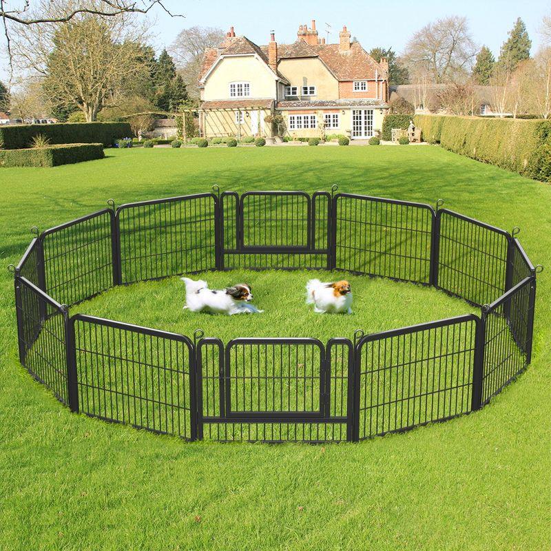 Yaheetech 12 Panel Dog Playpen Dog Exercise Pen Cat Fence, Black